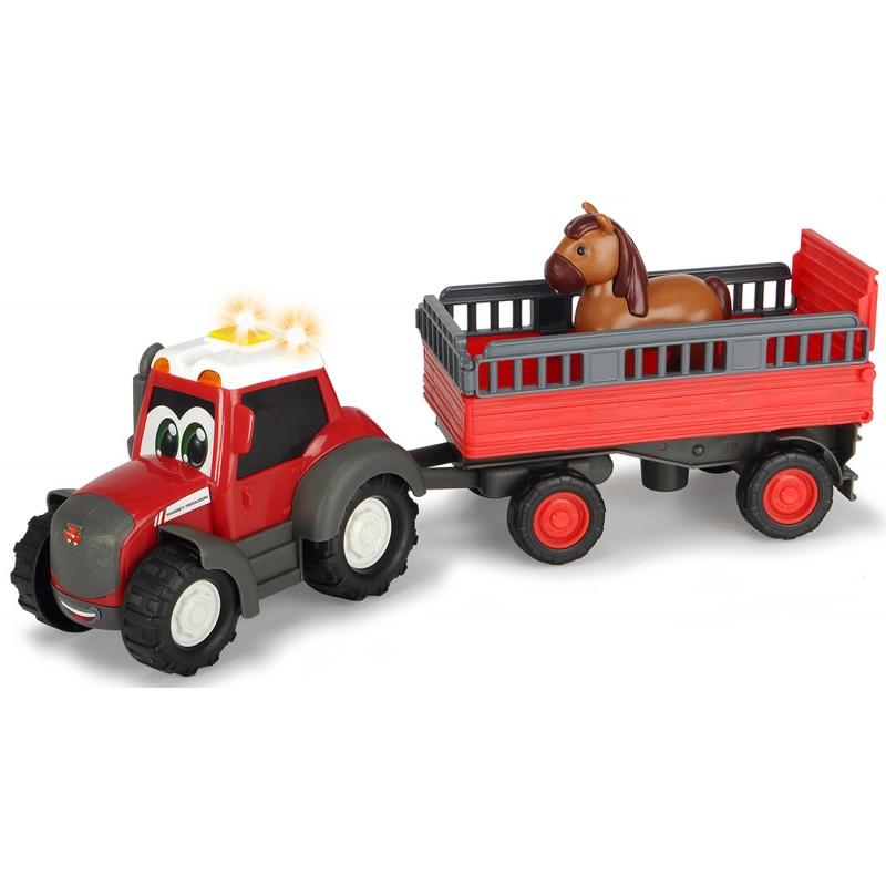 Игрушка Dickie Toys Трактор Happy Massey Ferguson с прицепом для перевозки животных 30 см
