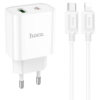 Зарядное устройство Hoco C80A Plus+кабель Type-C/Lightning, белый