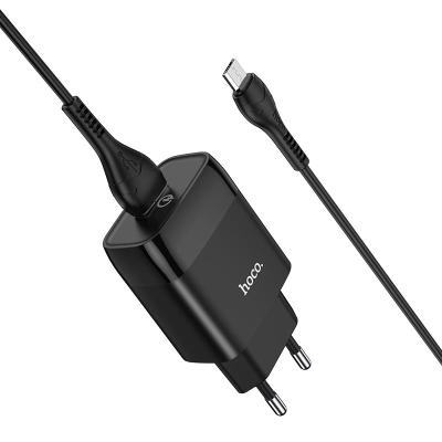 Зарядное устройство Hoco C72Q+кабель Micro-USB, черный