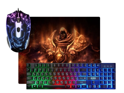 Клавиатура проводная + мышь + коврик Defender Aura MKP-117