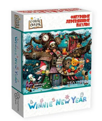 Фигурный деревянный пазл Нескучные игры Winnie New Year