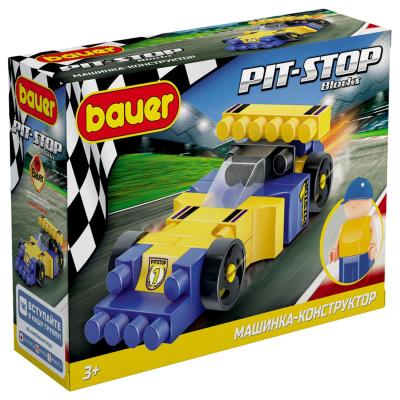 Машинка-конструктор BAUER Pit Stop, цвет синий, желтый