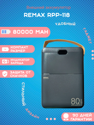 Внешний аккумулятор Remax RPP-118 80000mAh, черный