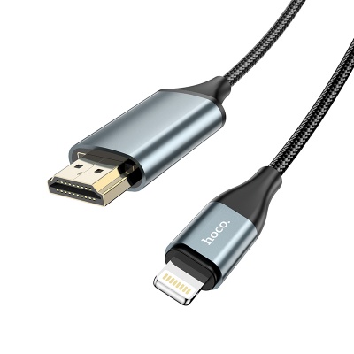 Кабель-переходник Hoco UA15 HDMI на Lightning 2 м, серый металлик