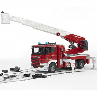 Пожарная машина Scania с выдвижной лестницей и помпой Bruder 03-590