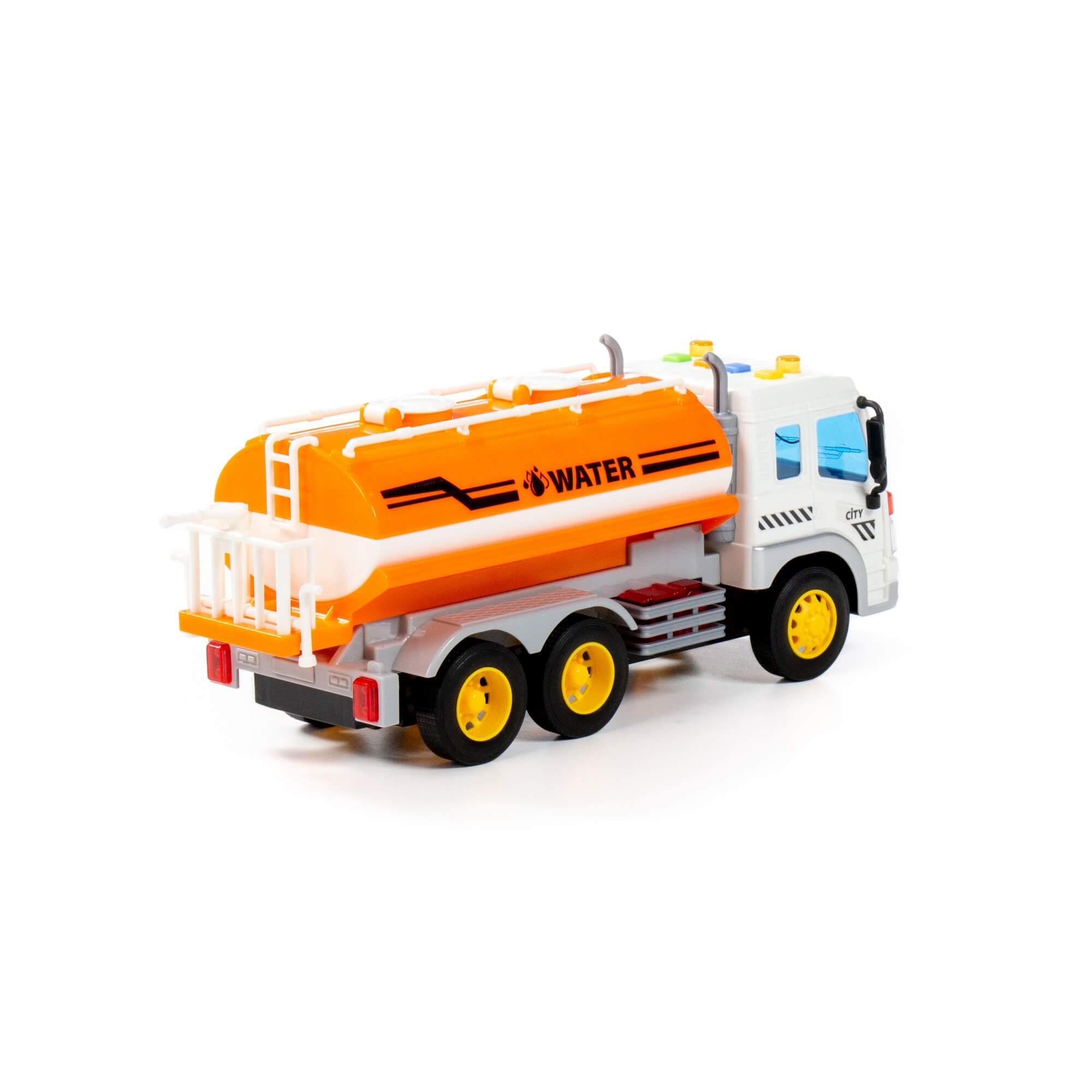 Игрушка поливочный автомобиль инерционный "Сити" (со светом и звуком) (оранжевый) 