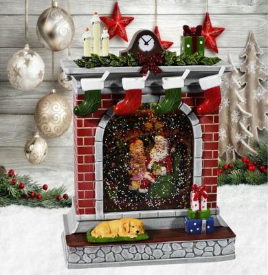 Новогодняя композиция музыкальная AZ2020-148 Камин с часами LED h26*18*7 см