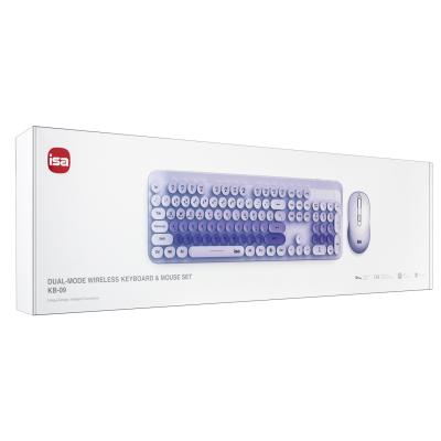 Эргономичный комплект беспроводной клавиатуры и мыши ISA KB‑09 фиолетовая