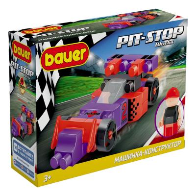 Конструктор BAUER Гоночная машина в коробке Pit Stop Фиолетовый+Красный