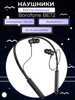 Наушники беспроводные Borofone BE72 черный (спорт)
