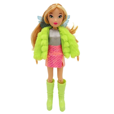 Шарнирная кукла Winx Club "Fashion" Флора с крыльями и аксессуарами (6 шт.),  24 см, 1/12