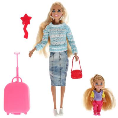Кукла ТМ Карапуз София с дочкой, с аксессуарами для путешествий, руки и ноги сгибаются