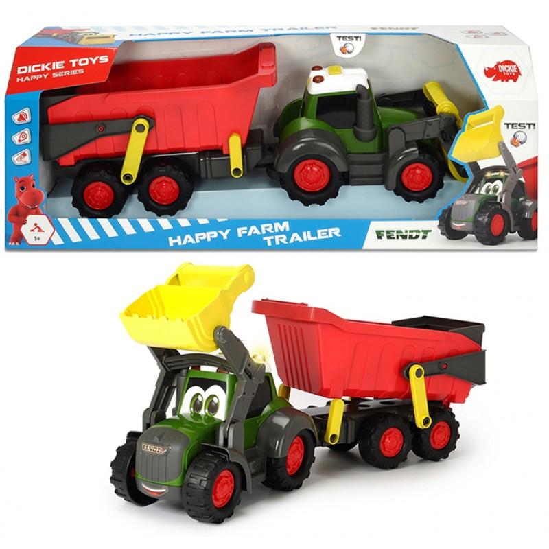 Игрушка Dickie Toys Трактор Happy Farm трейлер 65 см