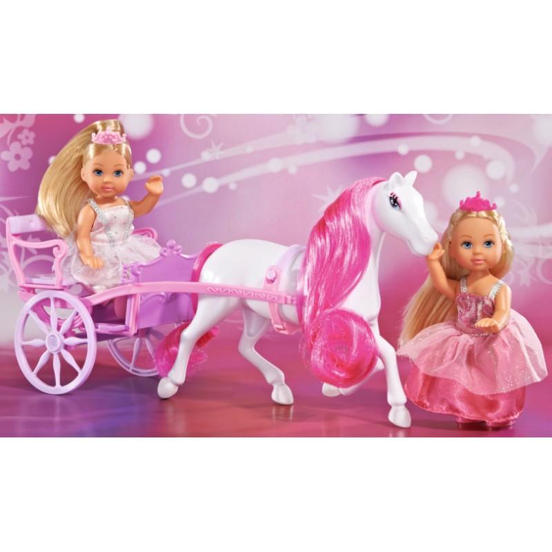 Набор кукол Simba Две Еви-принцессы и лошадь с каретой