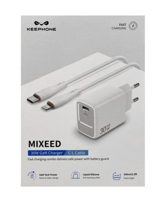 Зарядное с кабелем Lightning KEEPHONE MIXEED KP-EB006 30W белый Зарядное с кабелем Lightning KEEPHONE MIXEED KP-EB006 30W белый