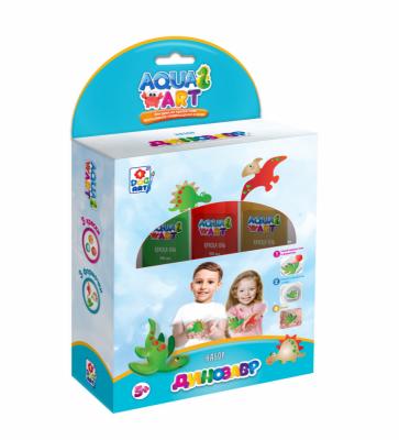 Набор для творчества 1Toy Aqua art Динозавры, 3 формочки, 3 краски по 100 мл